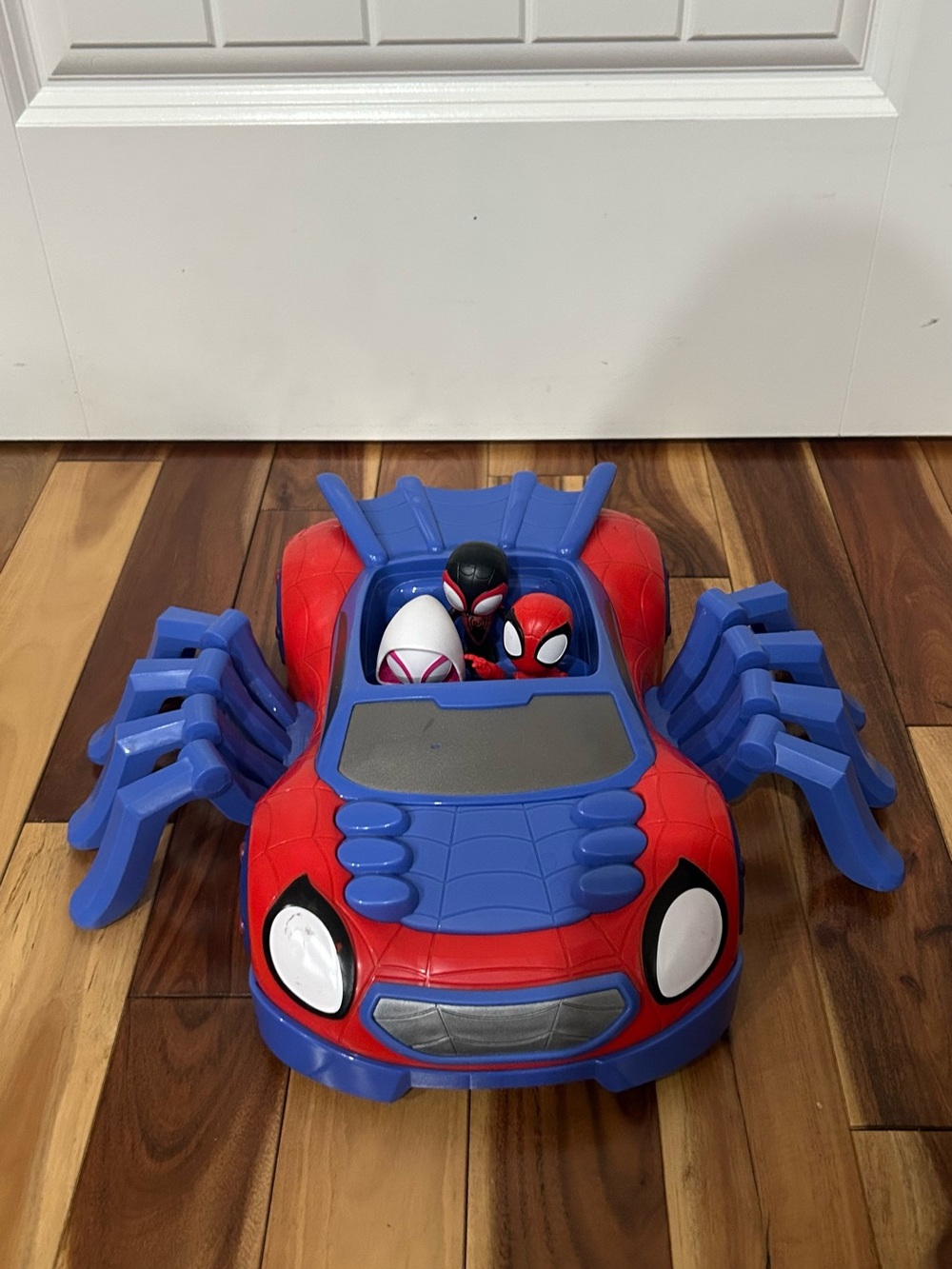 Spider-Themed Red & Blue Kids Toy Car with Figures
